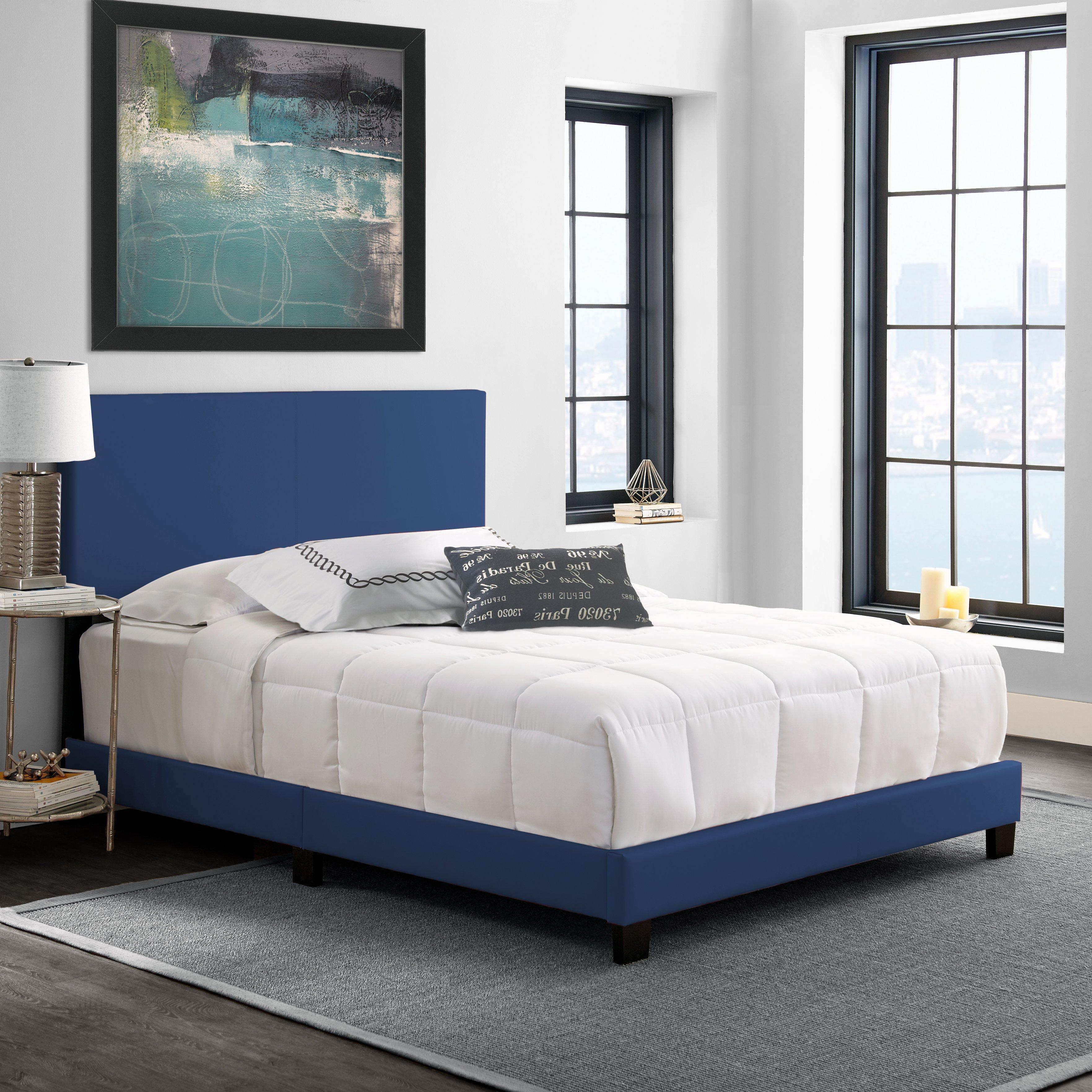 Rent to Own Boyd Sleep Fairfield King Blue Faux Leather Bed with 11